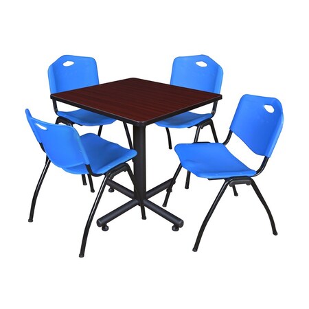Kobe Kobe Square Table & Chair Set, Wood, Metal, Plastic Top, Mahogany TKB3030MH47BE